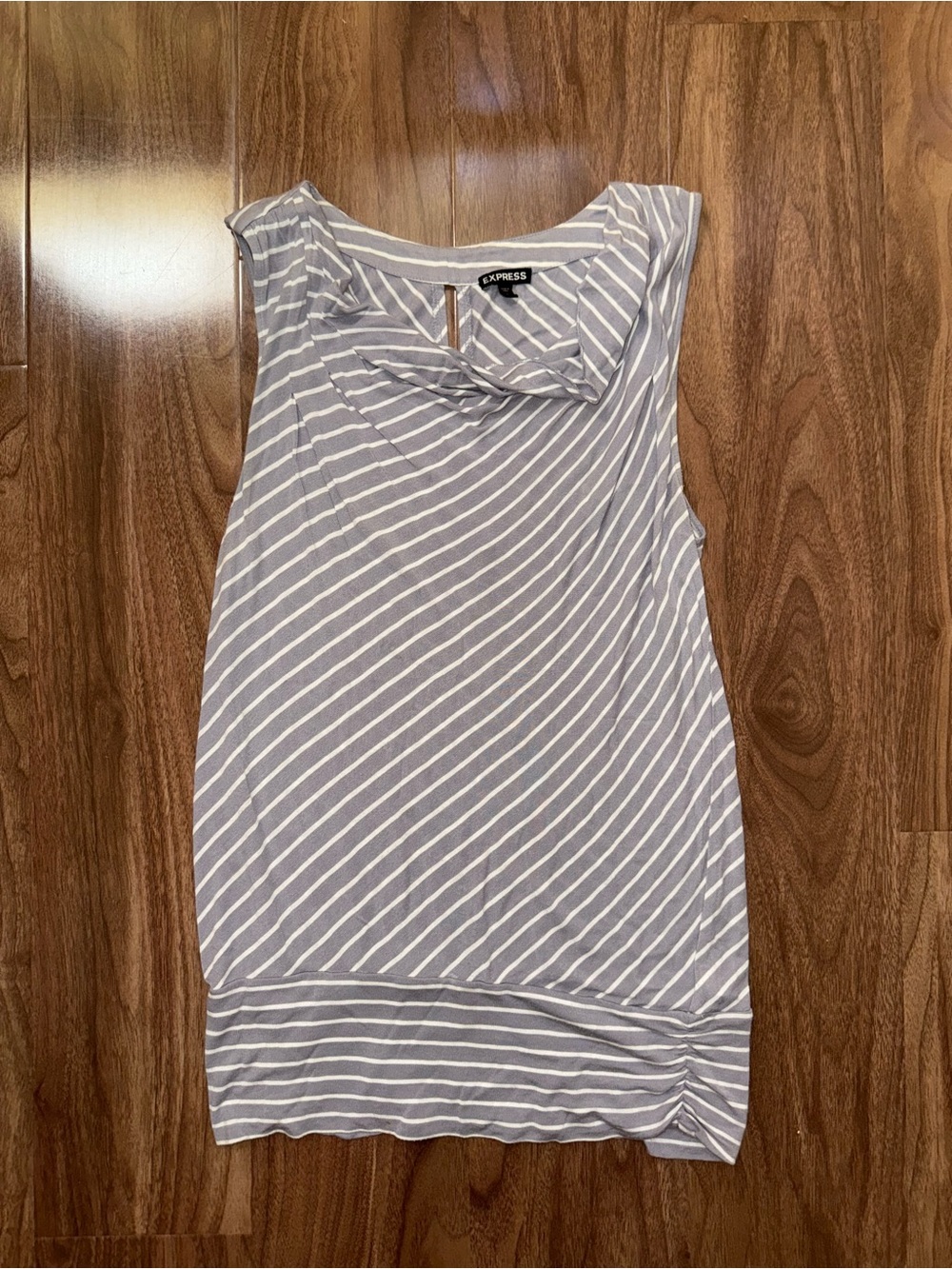 Express Sleeveless Gray & White Striped Blouse
